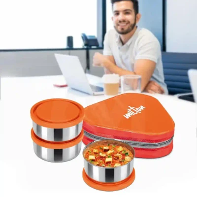 MILTON Triyum Stainless Steel Tiffin, 3 Container,