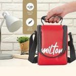 milton tasty 3 lunch box with insulated fabric jacket, 3 stainless steel containers (210 ml, 340 ml, 500ml), leak proof tiffin for office, college, picnic, red
